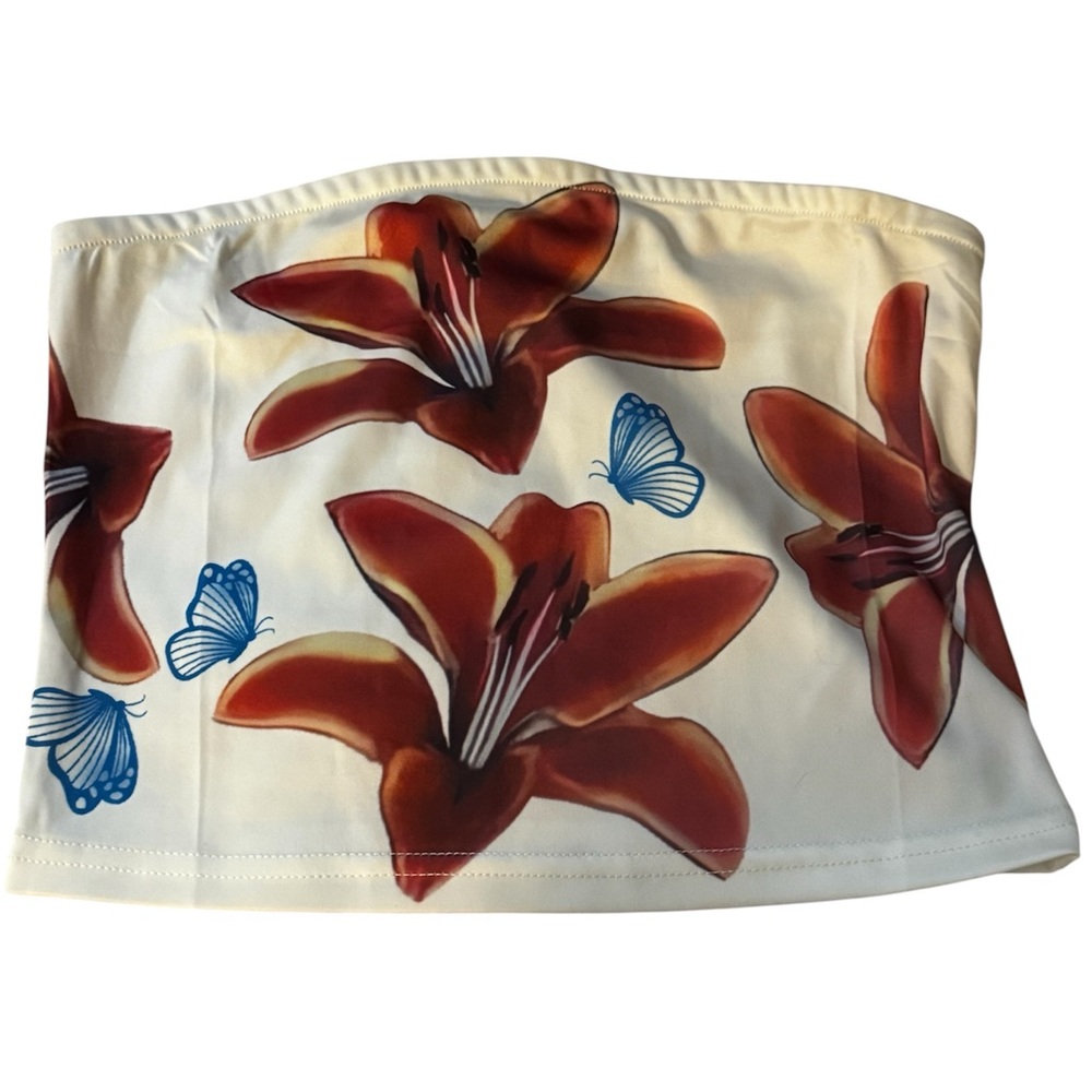 Tube top with flowers